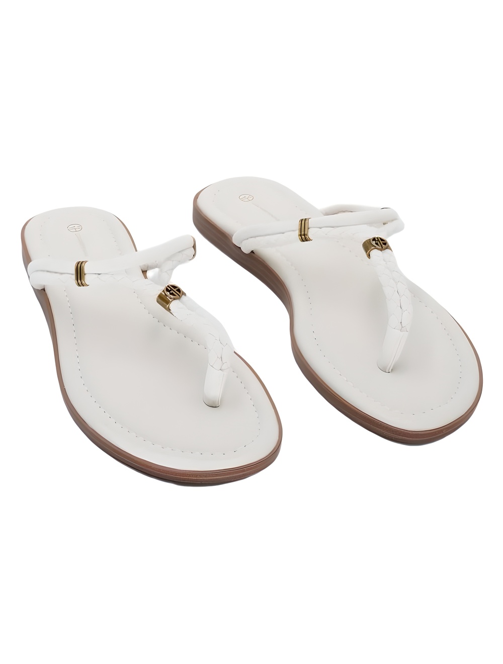 Bandolino Womens Mayla White Braided Thong Sandals Memory Foam Size 6.5M